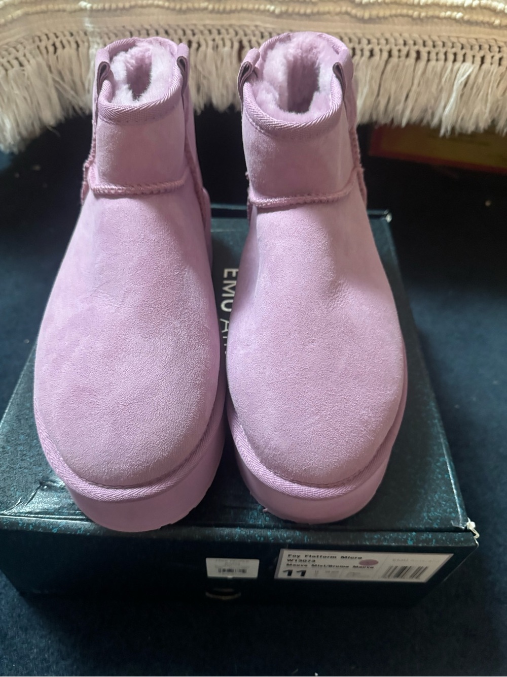 Emu Australia Mauve Mist Flatform micro ankle boot NIB size 11